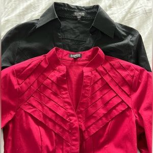 2 Express shirts button down essential stretch XS black maroon portofino bundle
